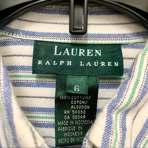 Vintage 90s Lauren Ralph Lauren Womens Striped Button Down Long Sleeve Shirt 6 - Picture 5 of 5